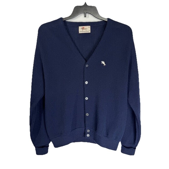 Steeplechase Other - Vintage Steeplechase Button Cardigan Sweater Mens Medium Navy Blue Horse Logo